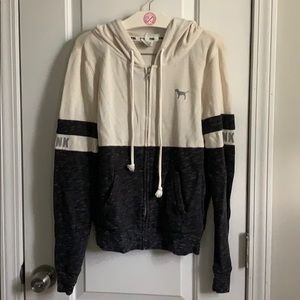 PINK Brand, Grey and White Zip up Hoodie